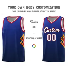 Royal Navy-White Flame Gradient Basketball Jersey 3