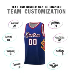 Royal Navy-White Flame Gradient Basketball Jersey 4