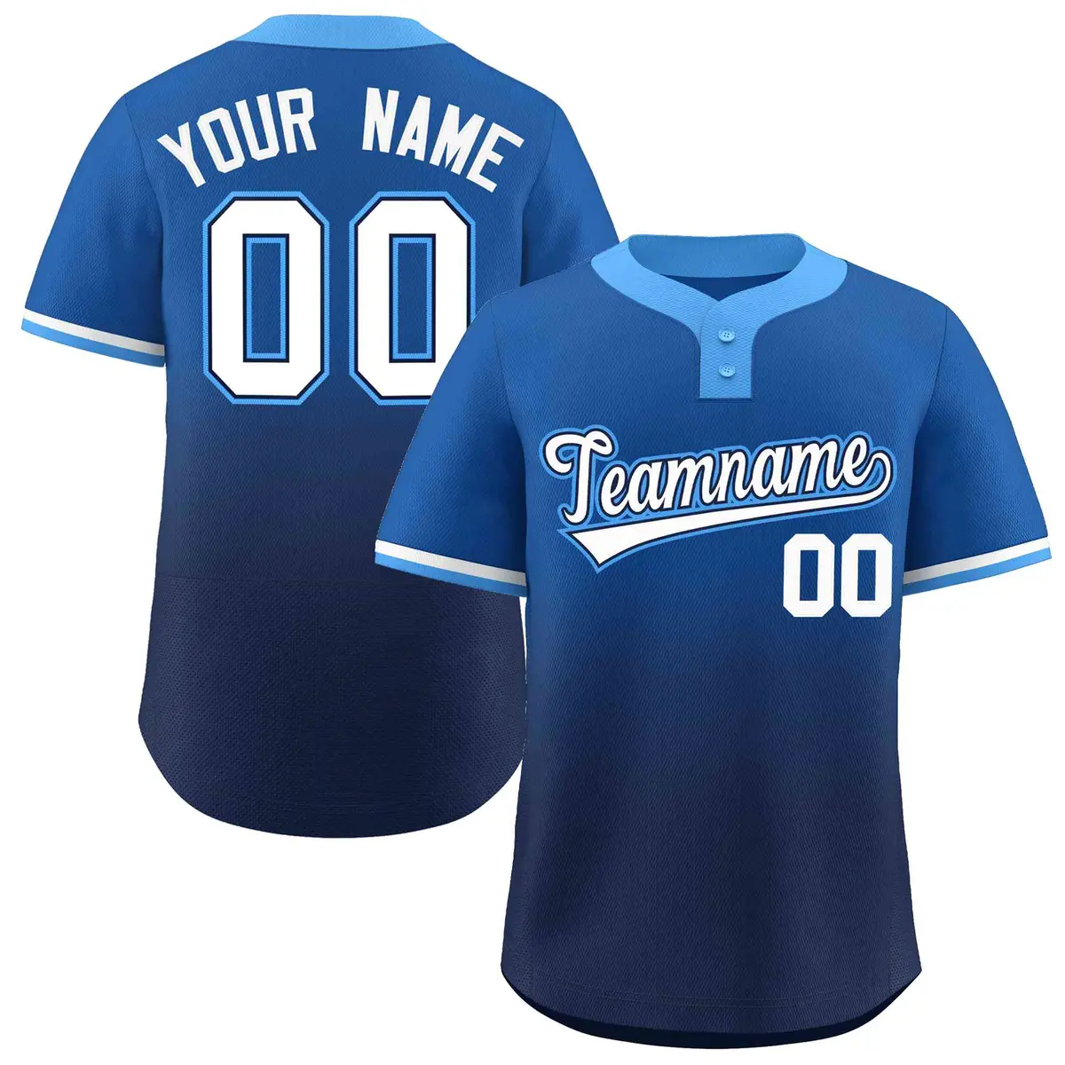 Royal Navy White-Navy Gradient Two-Button Softball Jersey