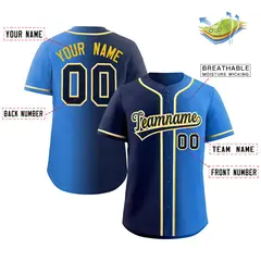 Royal Navy-Yellow Gradient Fashion Authentic Baseball Jersey 2