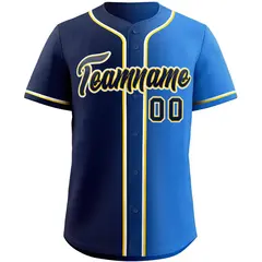 Royal Navy-Yellow Gradient Fashion Authentic Baseball Jersey 3