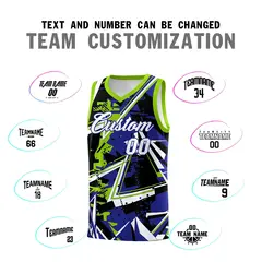 Royal Neon Green Abstract Graffiti Basketball Jersey 4