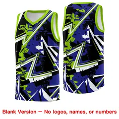 Royal Neon Green Abstract Graffiti Basketball Jersey 6