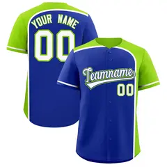 Royal Neon Green Color Block Authentic Baseball Jersey 1