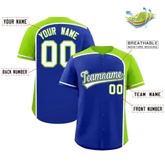 Royal Neon Green Color Block Authentic Baseball Jersey 2