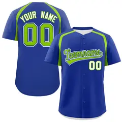 Royal Neon Green Color Block Authentic Baseball Jersey 1