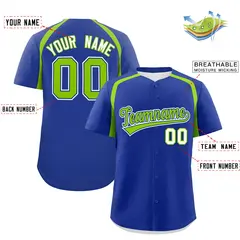 Royal Neon Green Color Block Authentic Baseball Jersey 2