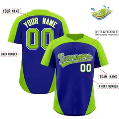 Royal Neon Green Edge Color Block Baseball Jersey 2