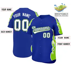 Royal Neon Green Flame Outline Side Basketball Jersey 2