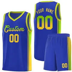 Royal Neon Green-Gold Gradient Basketball Jersey 1