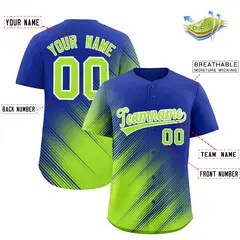 Royal Neon Green Gradient Diagonal Stripe Baseball Jersey 2