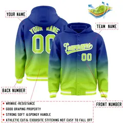 Royal Neon Green Gradient Letterman Varsity Jacket Hoodie 4