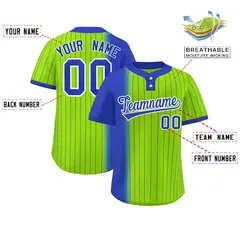 Royal Neon Green Gradient Stripe Two-Button Softball Jersey 2