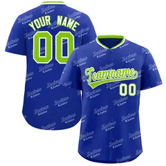 Royal Neon Green Graffiti Full Button Baseball Jersey 1