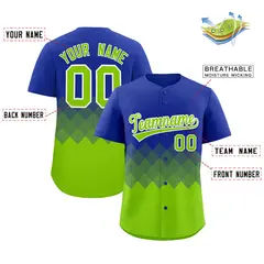 Royal Neon Green Grid Blur Pattern Baseball Jersey 2