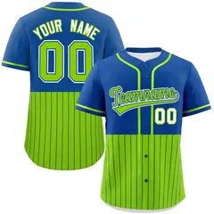 Royal Neon Green Half Stripe Authentic Baseball Jersey 1