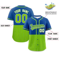 Royal Neon Green Half Stripe Authentic Baseball Jersey 2
