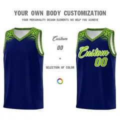 Royal Neon Green Indians Pattern Basketball Jersey 3