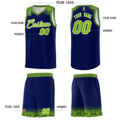 Royal Neon Green Indians Pattern Basketball Jersey 5