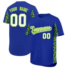 Royal Neon Green Leopard Graffiti Side Baseball Jersey 1