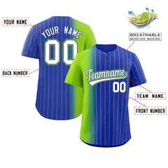 Royal Neon Green Pinstripe Gradient Baseball Jersey 2