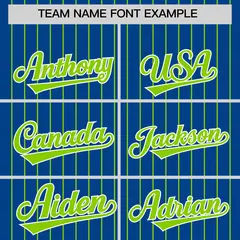 Royal Neon Green Pinstripe Two-Tone Baseball Jersey 3
