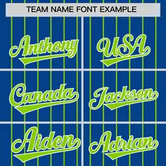 Royal Neon Green Pinstripe Two-Tone Baseball Jersey 3