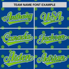 Royal Neon Green Polka Dot Graffiti Baseball Jersey 3