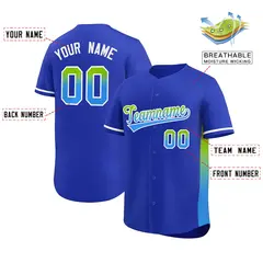 Royal Neon Green-Powder Blue Gradient Side Baseball Jersey 2