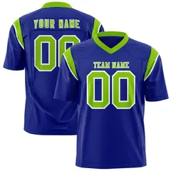 Royal Neon Green Shoulder Cut Two-Tone Flag Football Jersey 1