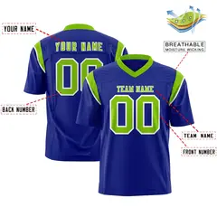 Royal Neon Green Shoulder Cut Two-Tone Flag Football Jersey 2