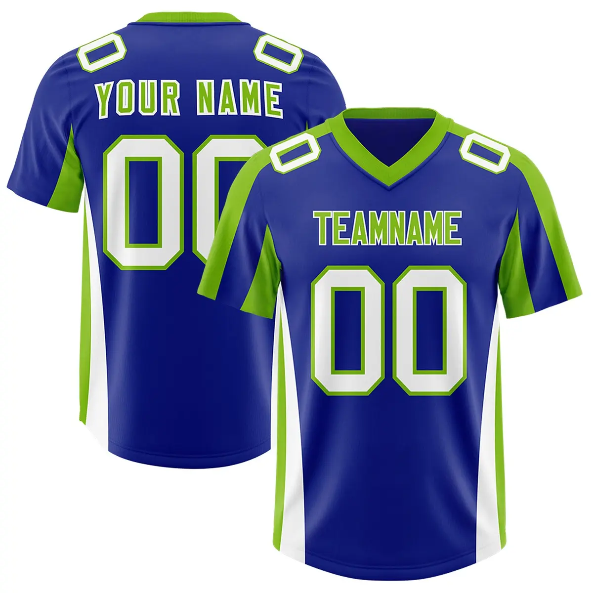 Royal Neon Green Side Stripe Authentic Football Jersey