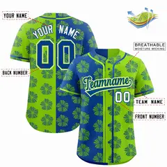 Royal Neon Green Split Flower Graffiti Baseball Jersey 2
