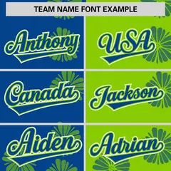 Royal Neon Green Split Flower Graffiti Baseball Jersey 3