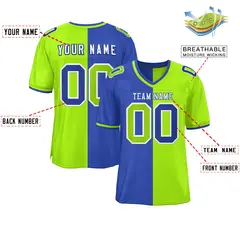 Royal Neon Green Split Two Tone Authentic Football Jersey 2