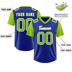 Royal Neon Green Star Pattern Raglan Sleeves Football Jersey 2