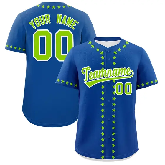 Royal Neon Green Star Ribbing Authentic Baseball Jersey
