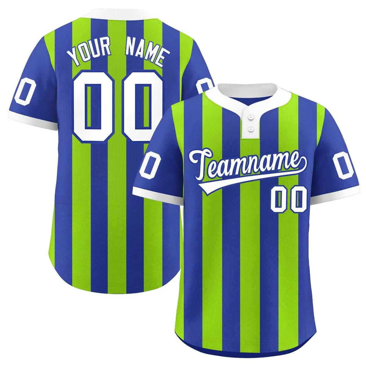 Royal Neon Green Stripe Two-Button Softball Jersey