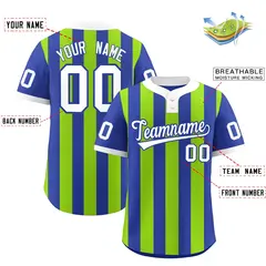 Royal Neon Green Stripe Two-Button Softball Jersey 2
