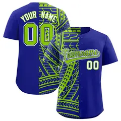 Royal Neon Green Tribal Split Baseball Jersey 1