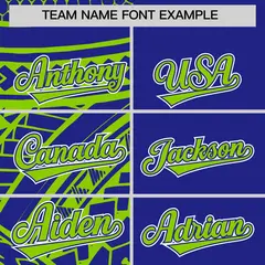 Royal Neon Green Tribal Split Baseball Jersey 3