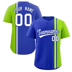 Royal Neon Green White Color Block Authentic Baseball Jersey 1