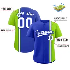 Royal Neon Green White Color Block Authentic Baseball Jersey 2