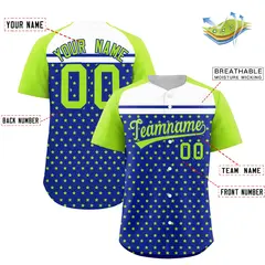 Royal Neon Green-White Raglan Star Print Baseball Jersey 2