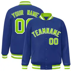 Royal Neon Green-White Varsity Full-Snap Letterman Jacket 1