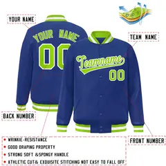 Royal Neon Green-White Varsity Full-Snap Letterman Jacket 2