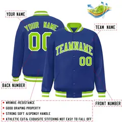Royal Neon Green-White Varsity Full-Snap Letterman Jacket 2