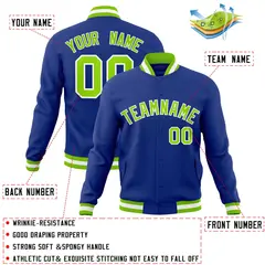 Royal Neon Green-White Varsity Full-Snap Letterman Jacket 4