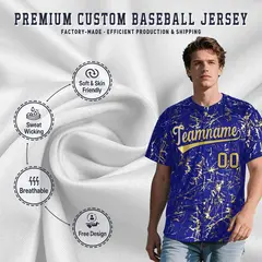Royal Old Gold Black & Shiny Gold Cracked Foil Hip Hop Baseball Jersey 3