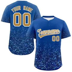 Royal Old Gold Gradient Sparkle-Effect Baseball Jersey